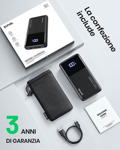 Power Bank, 10500Mah 22,5W PD3.0 QC4.0 Powerbank a Ricarica Rapida Display LED Caricatore Portatile Più Sottile Con Portacellulare & Torcia, per Iphone 12 Airpods Samsung S21 S20 Huawei ECC.