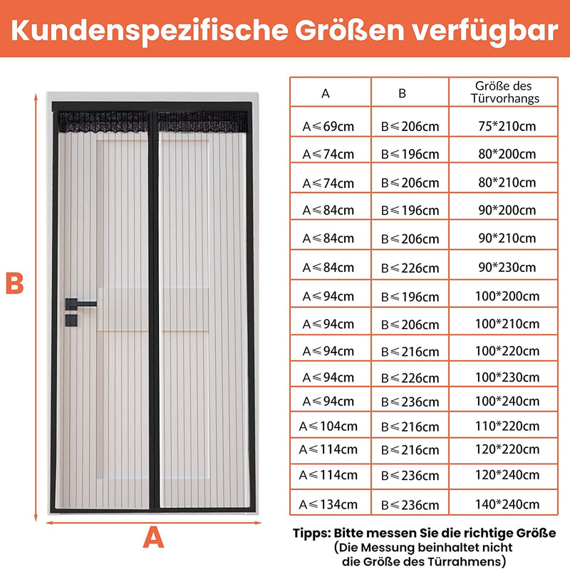 Zanzariera Magnetica anti Zanzare Calamite Tenda Insetti Facile Da Installare per Ideale per Porte Da Balcone, Cantine, Terrazze (Nero, 120 * 240Cm)