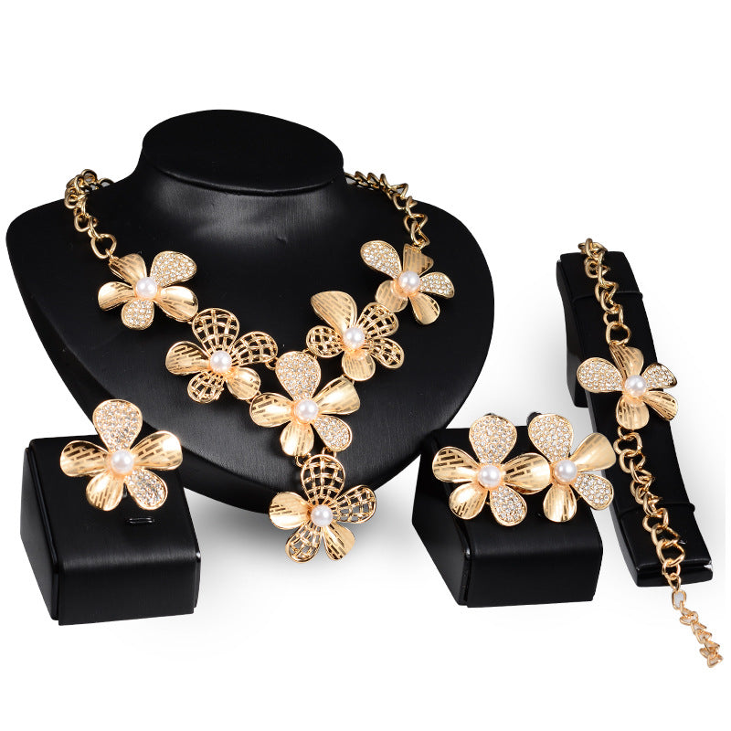 Gold Jewelry Exaggerated Alloy Four-Piece Set