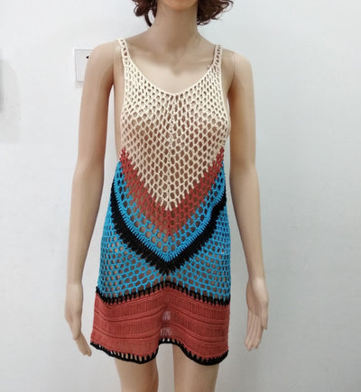 Knitted Cutout Bikini Top Beach Tank Top Sun Protection Shirt