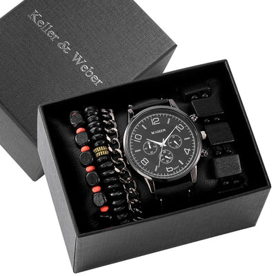 Men'S Gift Box Set Watch Fashion Watch Bracelet Set Quartz