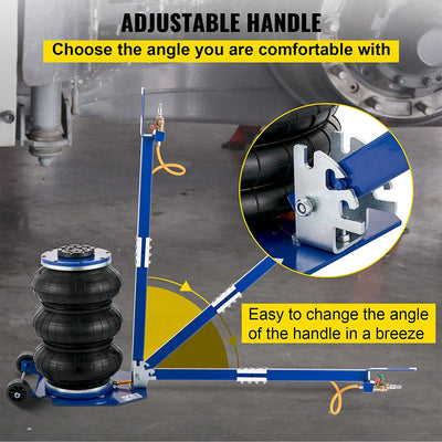 Cric Pneumatico Ad Aria Compressa, Capacità 5000 Kg, Sollevamento Rapido 3T, Resistente, per Riparazione Auto E Cric a Pavimento, Borsa Tripla, Con Due Ruote, Blu