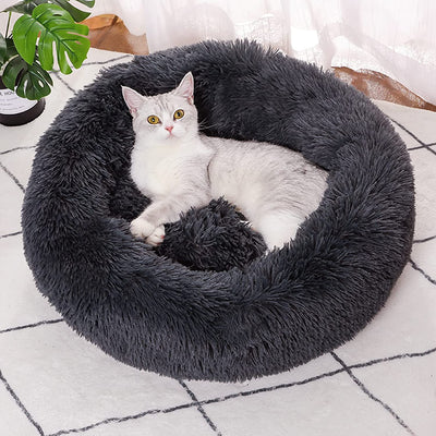 Cuscino Gatto Cuccia Gatti Cuccia Pelosa per Cani, Interno Morbida Cuscino Rilassante per Cani Cuccia Cane Pelosa Lavabile (60Cm, Grigio Scuro)