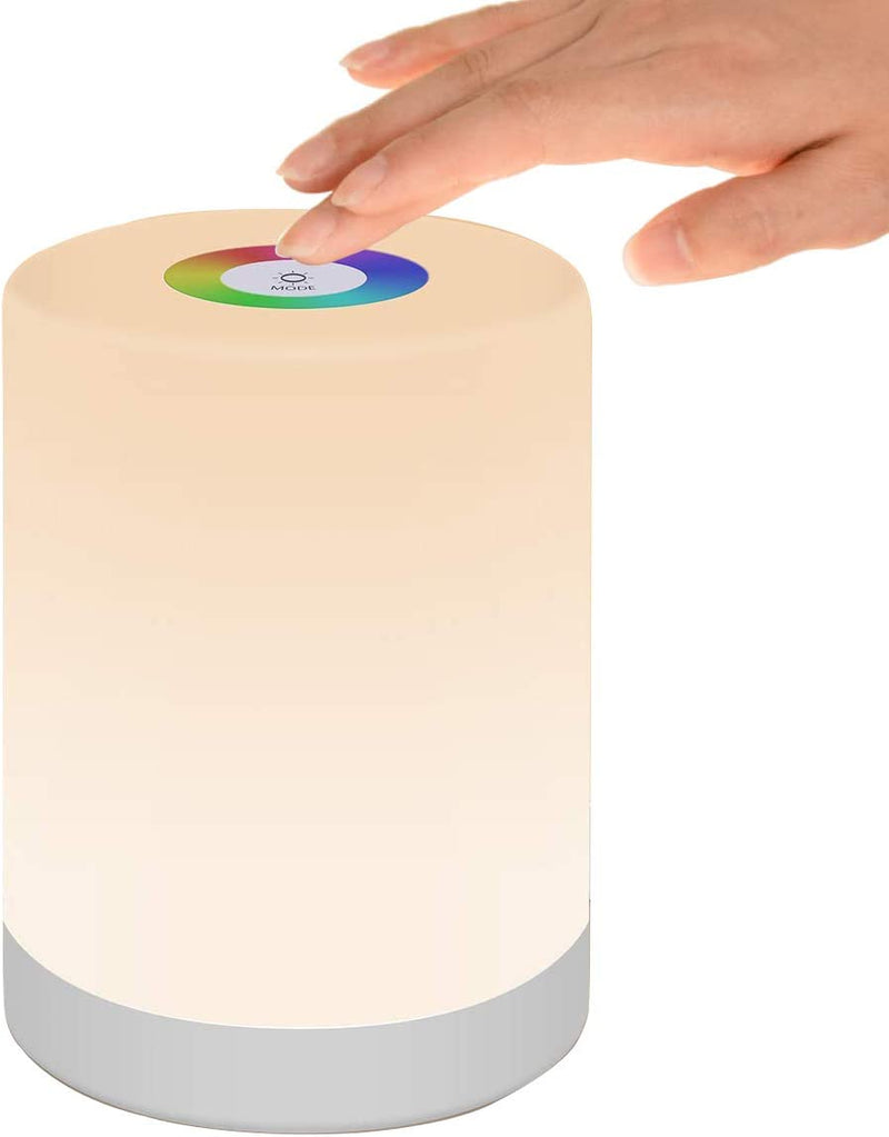 Luce Notturna LED, Lampada Da Comodino Intelligente, Controllo Tattile, Dimmerabile, USB Ricaricabile, Portatile, Colore Che Cambia RGB per Bambini, Camera Da Letto, Campeggio, ABS (Bianco Caldo)