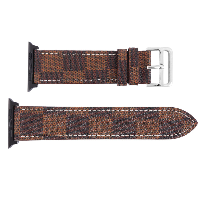 Compatible with Apple, Watch Strap Iwtch Strap Checkered Iwatch Leather Watchband