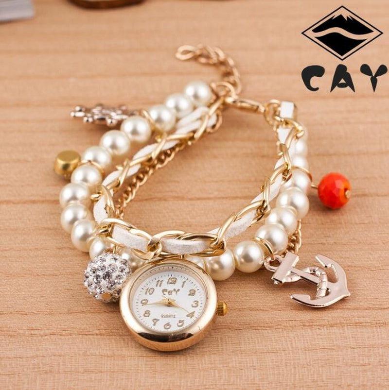 Pearl Anchor Ladies Bracelet Watch Circle Ladies Watch