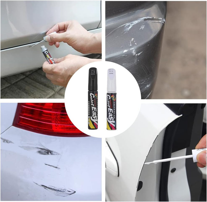 Penna per Vernice per Auto,Penna per Ritocco Auto,Pennarello Copri Graffi Auto,Penna per Riparazione Graffi Auto,Vernice per Ritocco Di Auto,Penna per Rimuovi Graffi Auto,Nero+Bianco,2 Pezzi