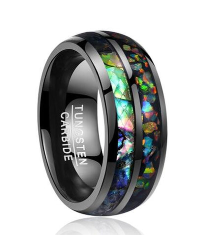 Tungsten Gold Ring with Black Veneer Plating