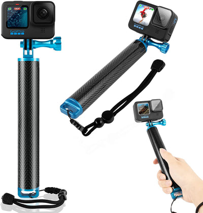 Impugnatura Galleggiante Impermeabile in Fibra Di Carbonio per Gopro Hero 11 10 9 8 7+ Insta360 DJI Osmo E Altre Azioni, Bastone Selfie Subacqueo Adatto per Surf, Snorkeling, Riprese Subacquee