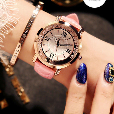 Mobile Rhinestone Women'S Watch Korean Fashion Trend Student Retro Belt Watch Quartz Watch