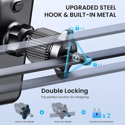 Porta Cellulare Da Auto [Clip per Gancio Qualità Militare] 360 Gradi Di Rotazione Supporto Telefono Auto per Presa D'Aria Dell'Auto Portacellulare Auto per Universale Smartphone Iphone Android (Black)