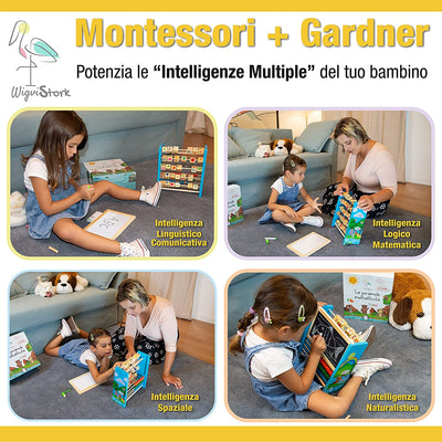 Giochi Montessori 2 3 4 5 Anni, Giochi Bambini, Gioco Piramide Regalo Bambino Bambina Giocattoli Educativi in Legno Con Lavagna Magnetica Abaco Cubo