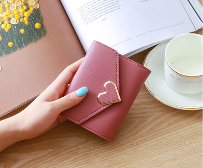 Ins New Simple Thin Korean Buckle Mini Change Purse Student Lady Purse Female Short Card Bag