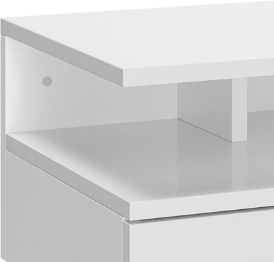 Set Da 2 Comodini Moderni Sospesi per Camera Da Letto Con Cassetto E Mensola Superiore in Legno 35X32X22.5Cm, Bianco Lucido