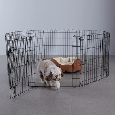 Pieghevole in Metallo Box per Esercizi per Cani E Animali Domestici, Con Porta, 61 Cm, Nera