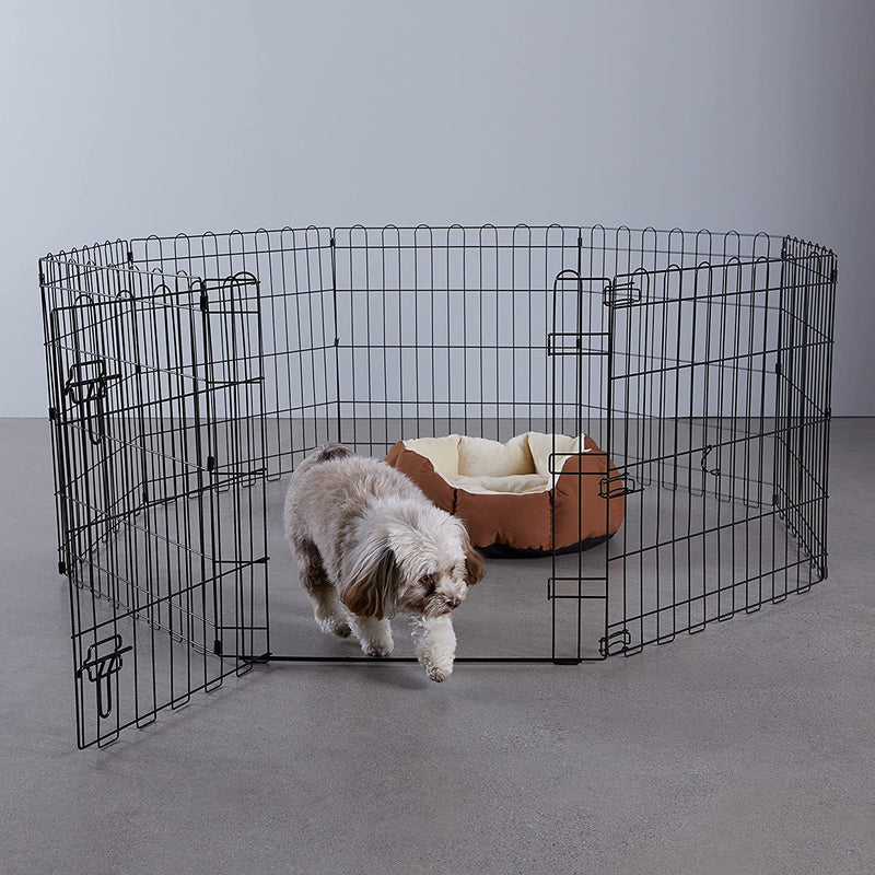 Pieghevole in Metallo Box per Esercizi per Cani E Animali Domestici, Con Porta, 61 Cm, Nera