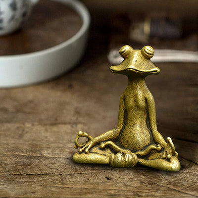 Statua Di Rana Da Meditazione, Figura Di Rana Buddista in Meditazione in Ottone Tradizionale Cinese per Ornamento Da Tavolo Decorazione Feng Shui