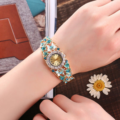 Small Flower Diamond Ladies Bracelet Watch