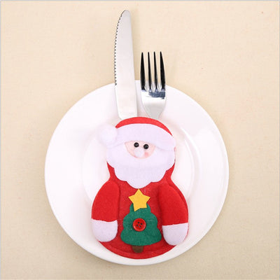 Christmas Decoration Restaurant Hotel Layout Pocket Fork Knife Cutlery Holder Santa Claus Fork Knife Gloves Bag Table Decor