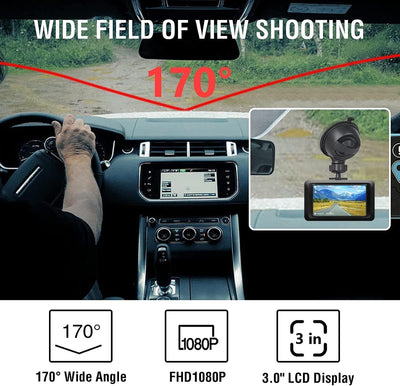 【2022 Nuova Versione】 Telecamera per Auto 1080P Dashcam Auto Schermo Da 3 Pollici Angolo Di Ripresa Da 170°, Con Registrazione in Continuo, Monitor Di Parcheggio