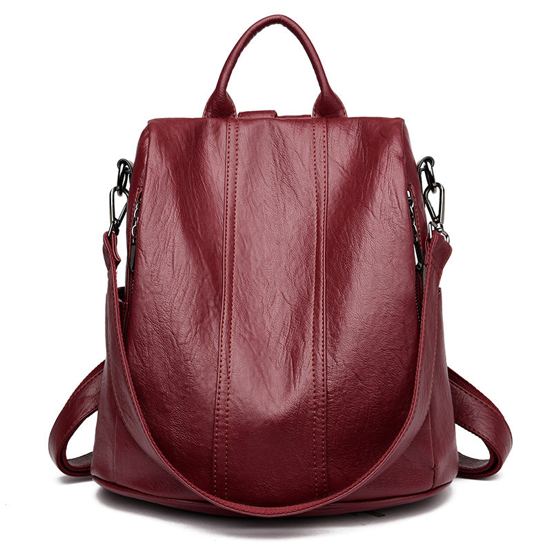 All-Match Leather Soft Leather Anti-Theft Multifunctional Backpack