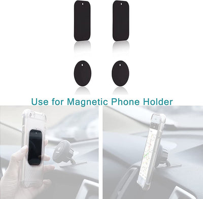 3M Compatibile Con Cellulare - Confezione Da 4 Piastre Sottili in Metallo per Supporto Magnetico Da Auto (2 Rotonde E 2 Rettangolari)