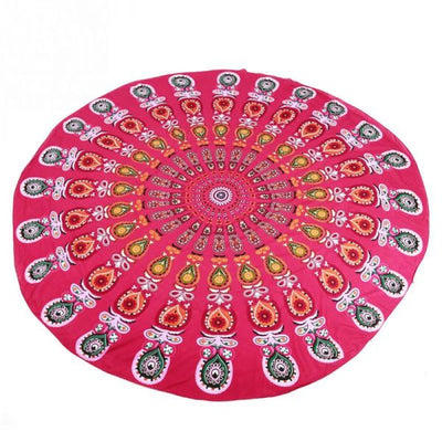 MANDALA RED round BEACH BLANKET