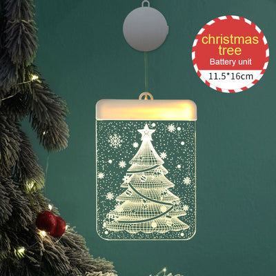 Creativity Christmas Decoration USB Lights LED Battery Lights Bells Elk String Lights 3D Acrylic Board Hanging Lights