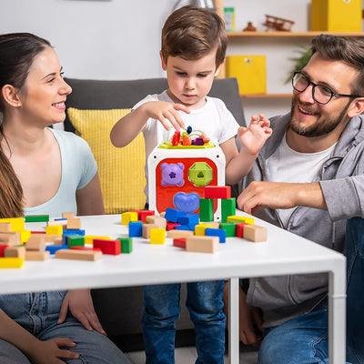 Giochi Bambini 1 2 Anno, 7 in 1 Montessori Sensoriali Giocattoli per Bambino 6 9 18 Mesi Educativi Cubo Di Attività Selezionatore Di Forme, Motor Skill Development Gioco Compleanno Regalo per Bambina