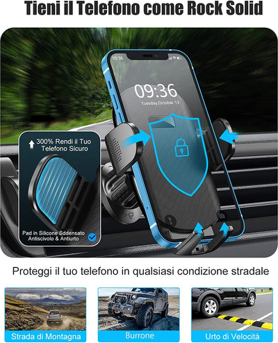 Porta Cellulare Auto [2022 Gancio Aggiornato], 360° Di Rotazione Supporto Cellulare Auto Bocchette Dell'Aria, Porta Telefono Auto Compatibile Con Iphone 14 PRO Max E Altro 4-7” Smartphone