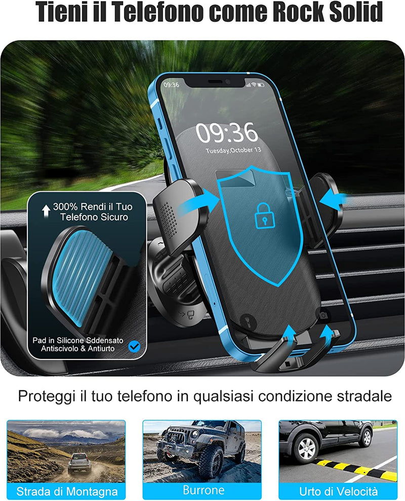 Porta Cellulare Auto [2022 Gancio Aggiornato], 360° Di Rotazione Supporto Cellulare Auto Bocchette Dell&