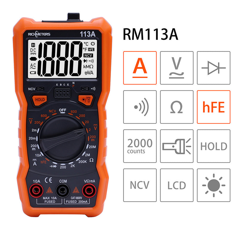 AC/DC Digital Multimeter Voltage/Current NCV Professional Portable Multimeter