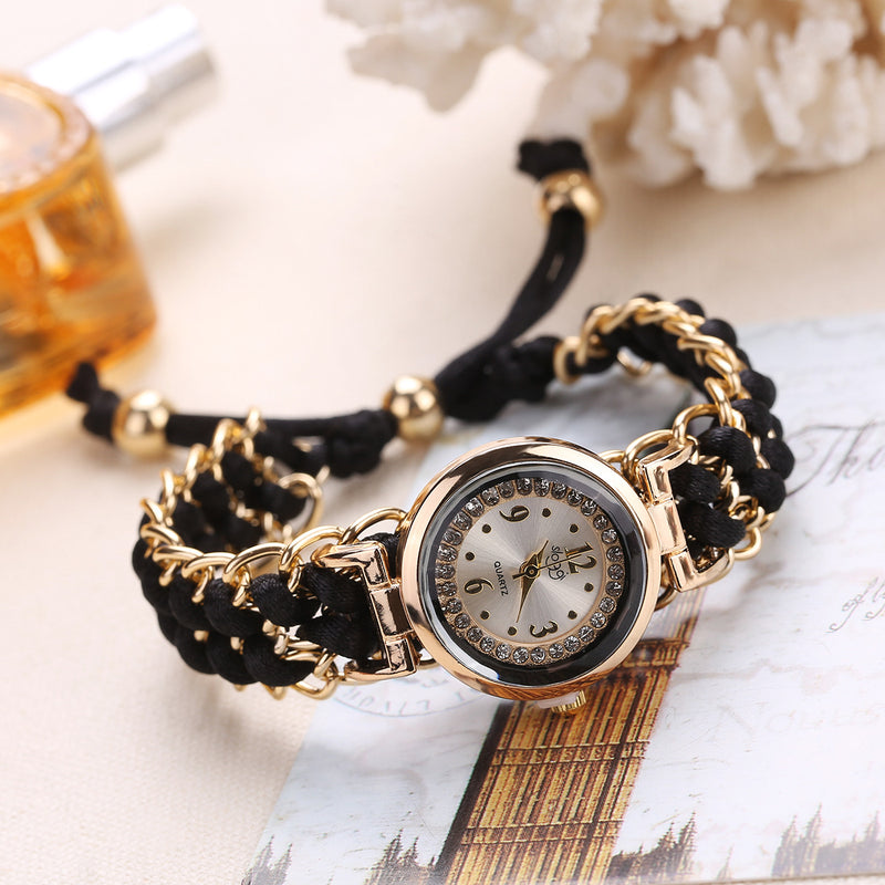 Fashion Leisure High Quality Woman Watch Women Knitting Rope Chain Winding Analog Quartz Movement Wrist Watch