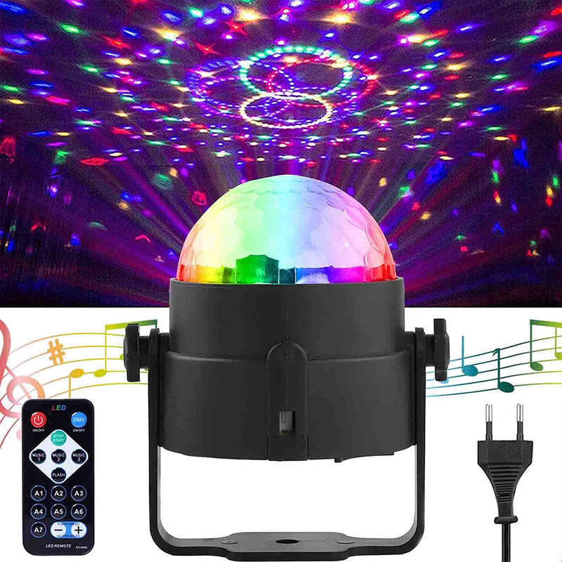 Luci Discoteca LED,  Mini Sound Attivato Palla Da Discoteca, 360 ° Ruotabile DJ Party Strobo 3W RGB Luci Palcoscenico Con Telecomando per Home Dance Parties Compleanno KTV Party Natale 1Pc