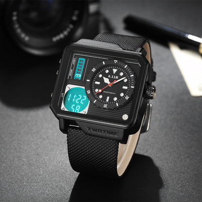 Men'S Watch Multi-Function Sports Watch Belt Watch Electronic Watch