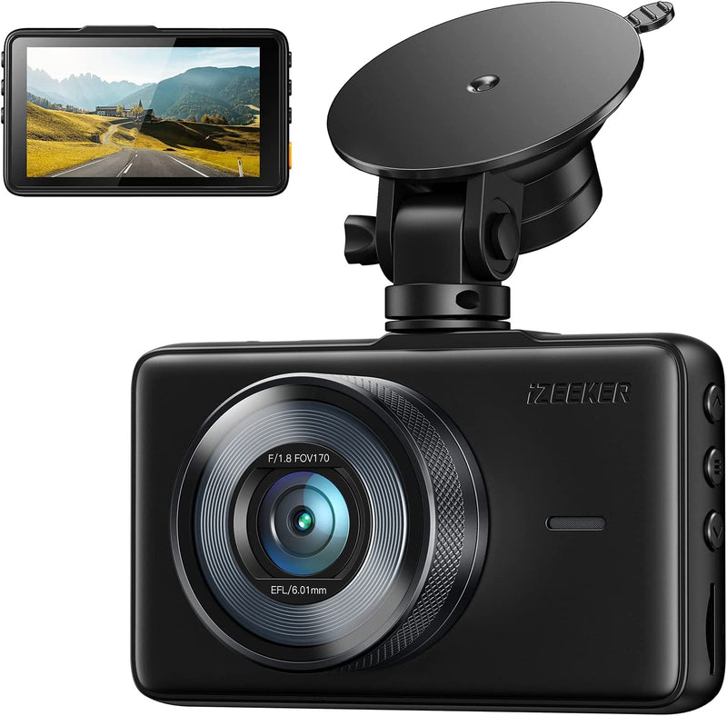 【2023 Nuova Versione】 Telecamera Auto, Dash Cam per Auto FHD 1080P, LCD Schermo Da 3 Pollici, Angolo Di Ripresa Da 170°, Registrazione in Loop, Monitor Di Parcheggio, WDR