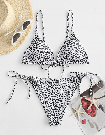 Bikini Split Swimsuit Double-Sided Leopard Snakeskin Print Sexy Bikini Swimsuit