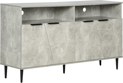 Credenza Moderna Con Armadietti a 2 Ante E Mensole Regolabili, Madia per Cucina E Salotto Effetto Marmo 147X40X83Cm, Grigio