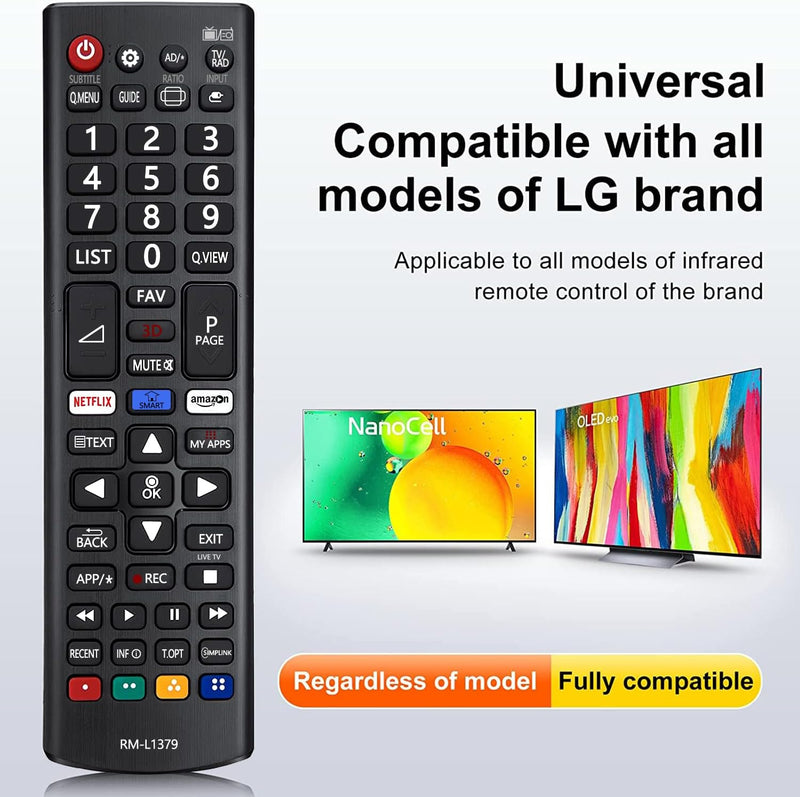 Telecomando per LG Universale TV, Telecomando LG RM-L1379 Sostitutivo Telecomando TV per Telecomando LG Smart TV - Telecomando LG Universale