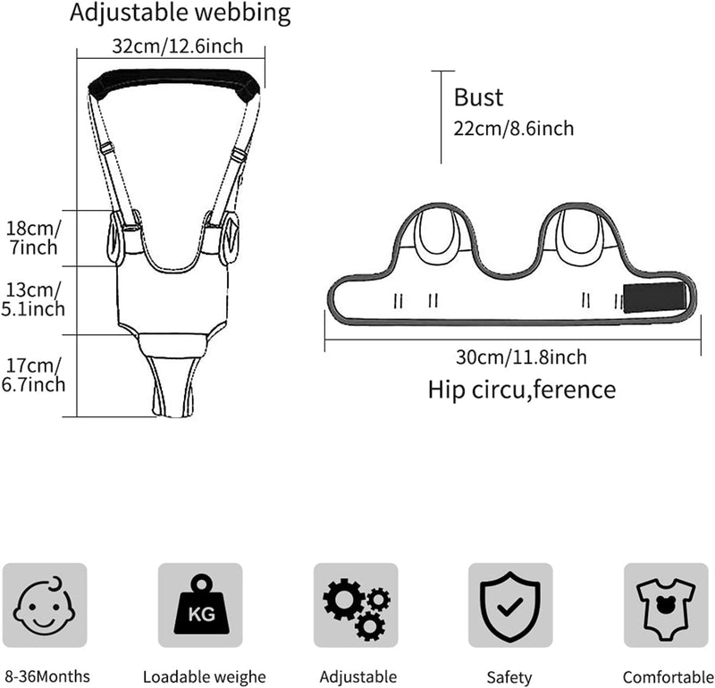 Camminare Assistente per Bambino,  Cintura Bimbo, Detachable Bretelle Di Sicurezza per Bambino Sostegno Portatile, per Aiutarlo a Camminare Cintura Protettiva, per Baby 6-36 Mesi (Verde)