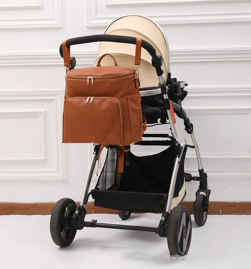 New Pu Mommy Bag Large Capacity Single and Double Shoulders Can Carry Mother and Baby Bag