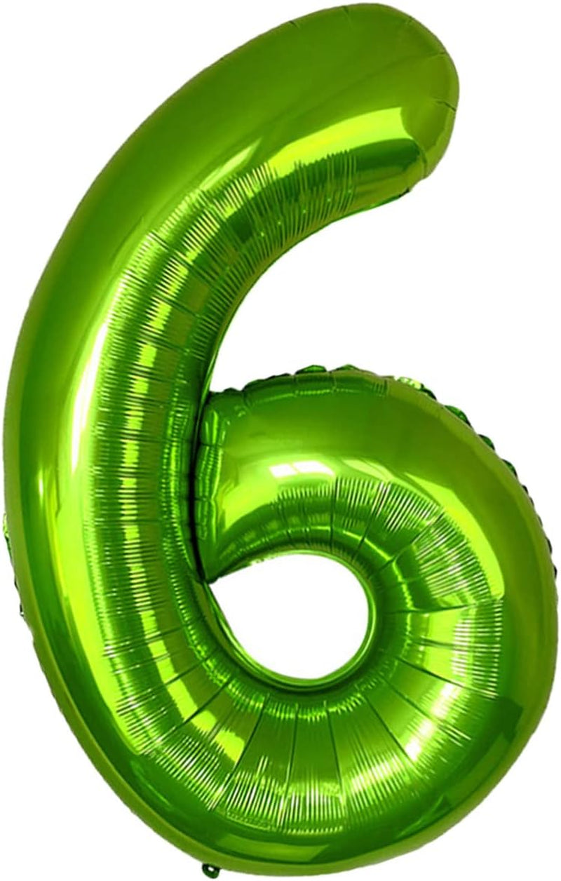 Palloncini Compleanno 6 Anni Verdi - 101 CM Giganti Palloncini Numeri 6 Verde - Decorazioni Festa Compleanno - Gonfiabili Elio O Aria