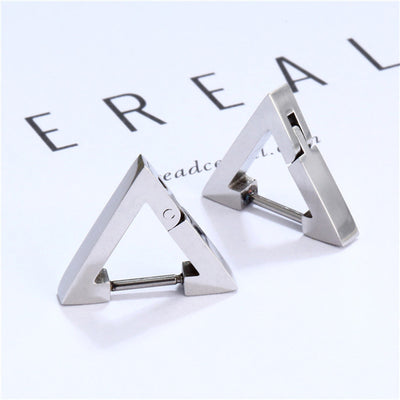 Stainless Steel Creative Hoop Earrings Women Triangular Earrings Fashion Jewelry Huggie Men Punk Hiphop