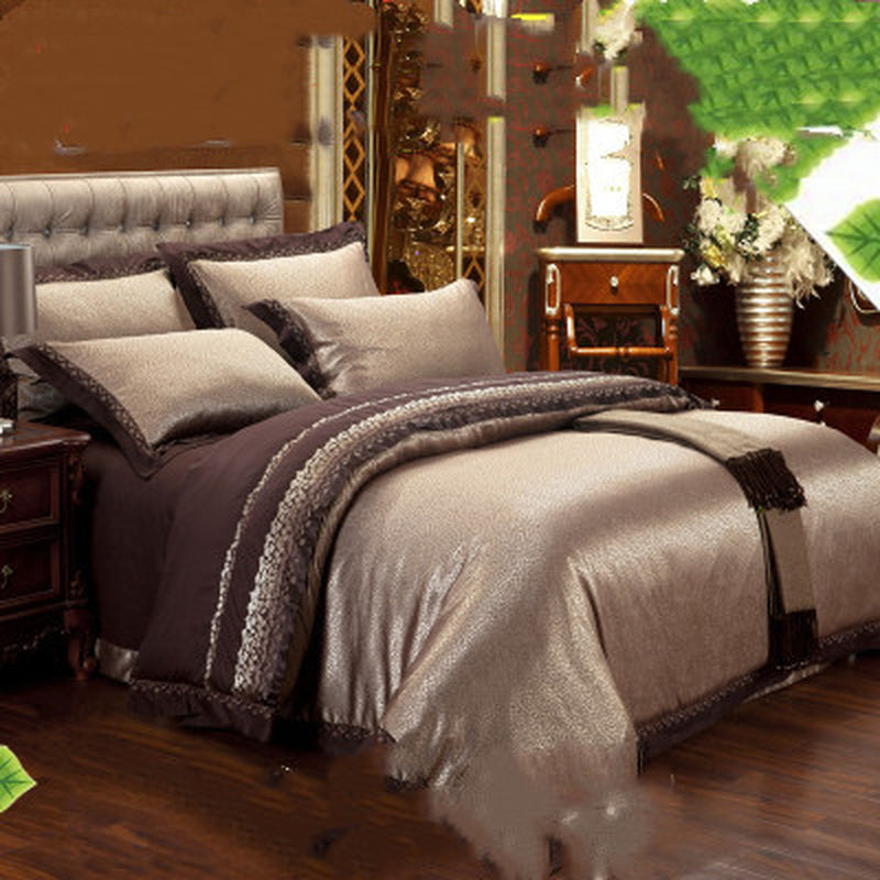 Ice Silk Jacquard European Luxury High-End Linen and Cotton Bedding Set