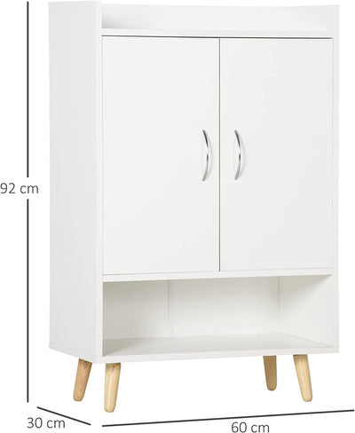 Mobile Scarpiera Salvaspazio in Legno Bianco Con Ripiano Aperto, Armadio Scarpiera Di Design per Ingresso, 60X30X92Cm