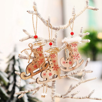 Painted and Printed Wooden Christmas Decorations