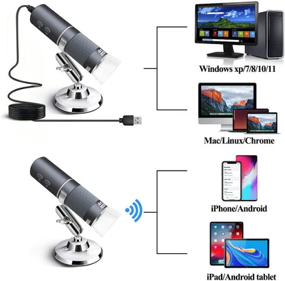 4K Wifi Microscopio per Iphone Android, Da 50 a 1000X USB Wireless Digital Scope Fotocamera per Endoscopio Super HD Compatibile Con Telefono Android Tablet Iphone Ipad Windows Mac Chrome Linux