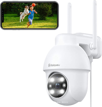 2K Telecamera Wi-Fi Esterno/Interno, Videocamera Sorveglianza Esterno Wifi, IP Cam 360 Gradi PTZ Con Visione Notturna a Colori, Sensore Di Movimento, Audio Bidirezionale Y4 (1P)