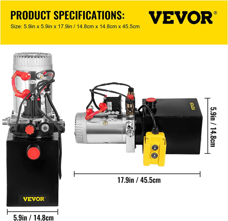 12V Pompa Idraulica Hydraulic Pump DC Doppia Azione Con Serbatoio D&