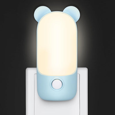 Luce Notturna per Bambini, Luce Notturna Da Presa LED a Forma Di Orso Con 2 Modalità, Lampada Da Parete Luce Notte Bambini Decor Camera Da Letto Neonato, Scale, Corridoio (Blu)